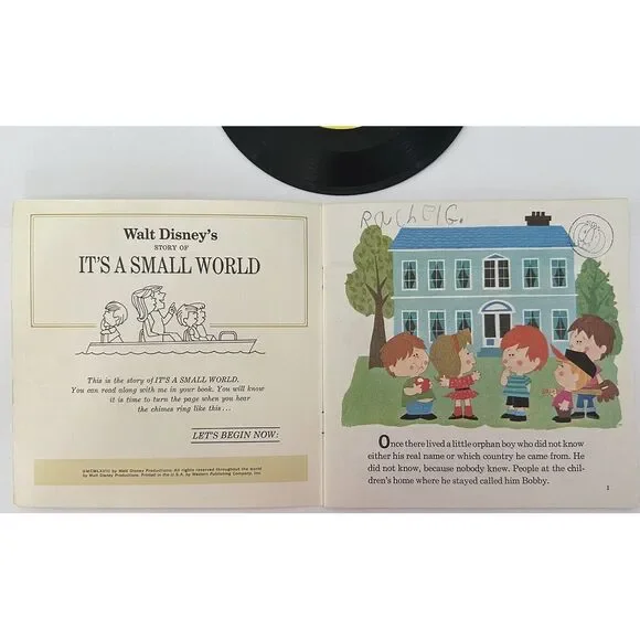 Disney Lot X3 It's a Small World & Mary Poppin 1968Vinyl Record 7" 1977 Cassette